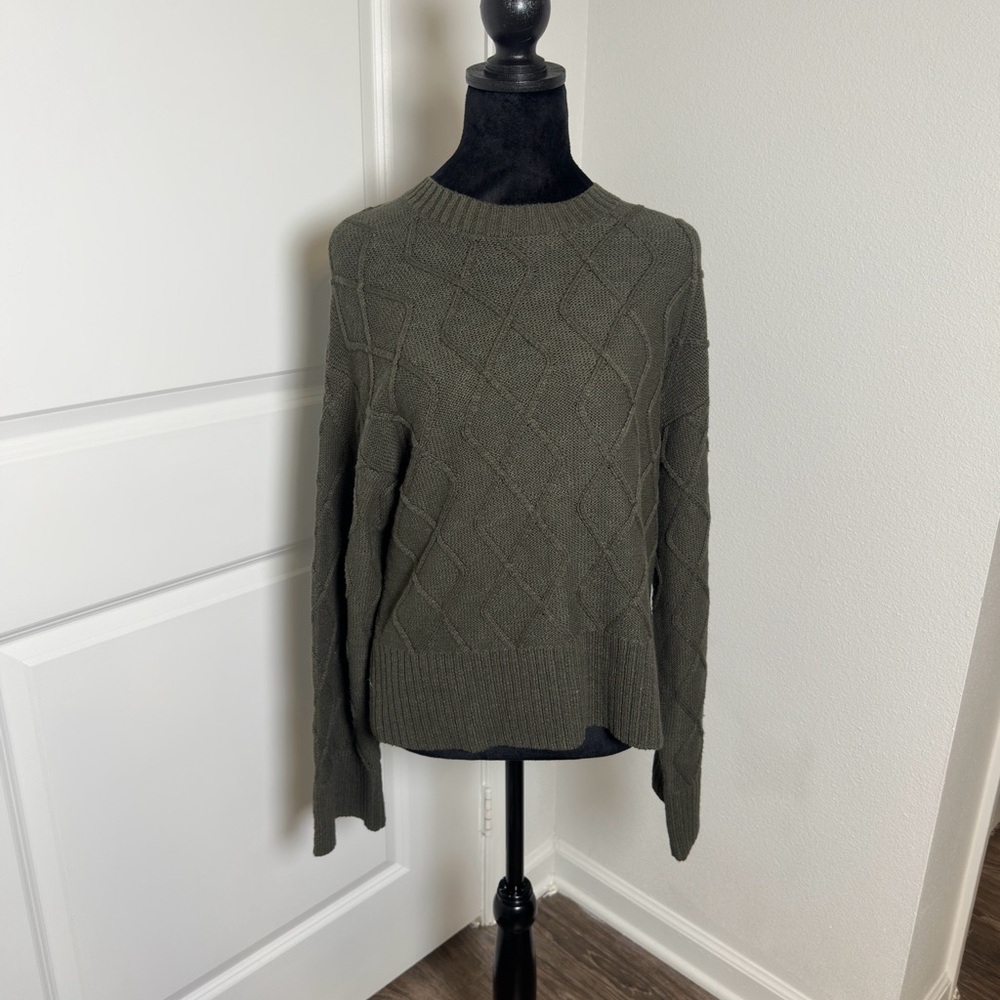 Cozy Olive Cable Knit Sweater